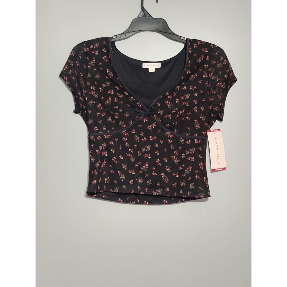 Aeropostale Mesh Vneck Crop Top‎ Size X-Large